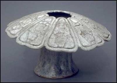 White Stoneware Mushroom Vase by Tyler Hannigan